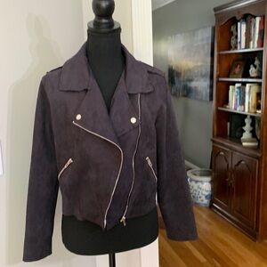 Hyfve brand  faux suede crop moto jacket black size L